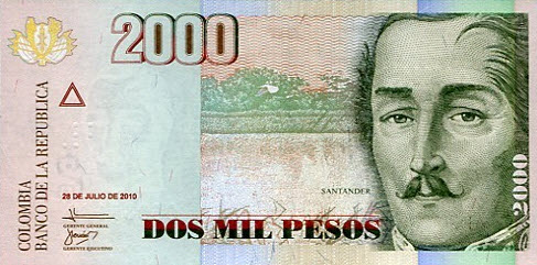 P457r Colombia 2000 Pesos (New Sign./Date) 2010